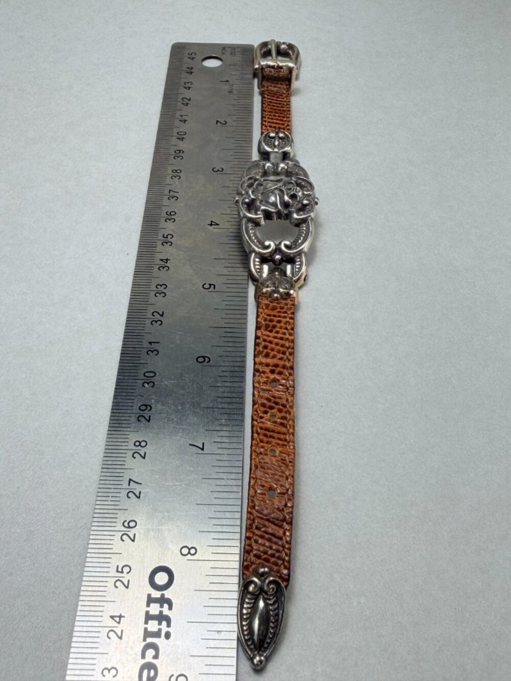 Brown Leather & Silver Vintage Brighton Bracelet 90's Western Style Size 8.5 - Picture 5 of 9